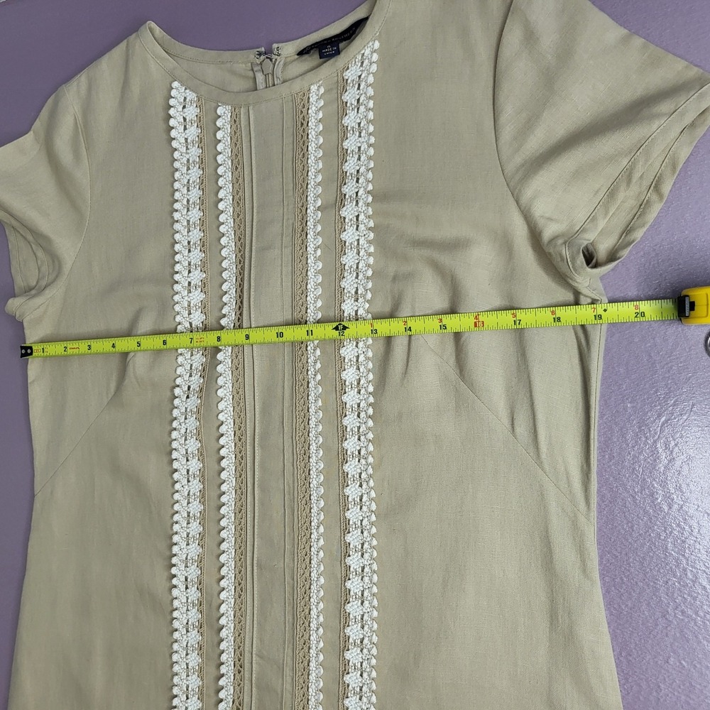 Brooks Brothers‎ Size 6 Beige Linen Cotton Cottagecore Crochet Dress. - Picture 2 of 13